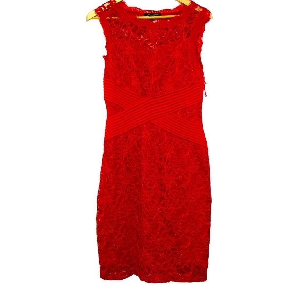 Candalite Red Lace Sheath Dress Size Small